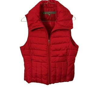 KENNETH COLE REACTION Down Puffer Vest Zip Up  Red Womens Sz M Gorpcore